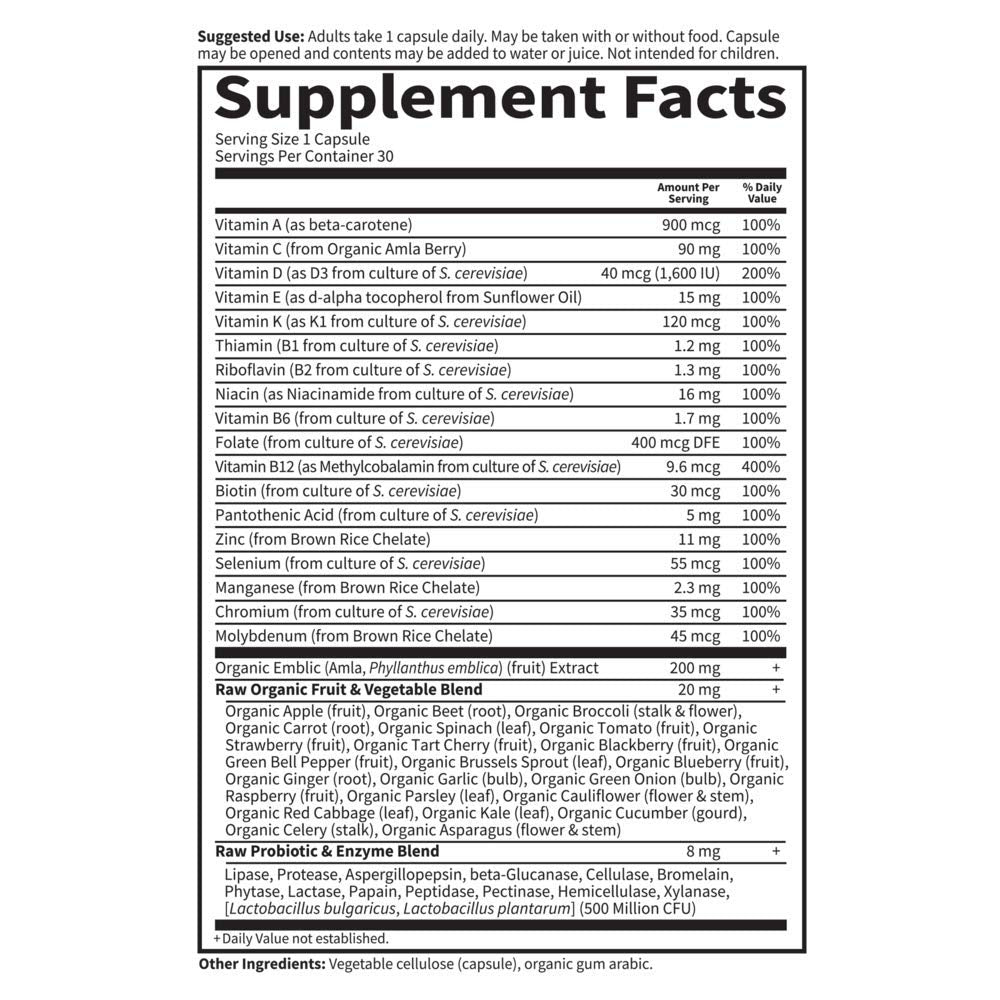 Garden of Life Vitamin Code Raw One for Men Once Daily Multivitamin Capsules, 30 Capsules