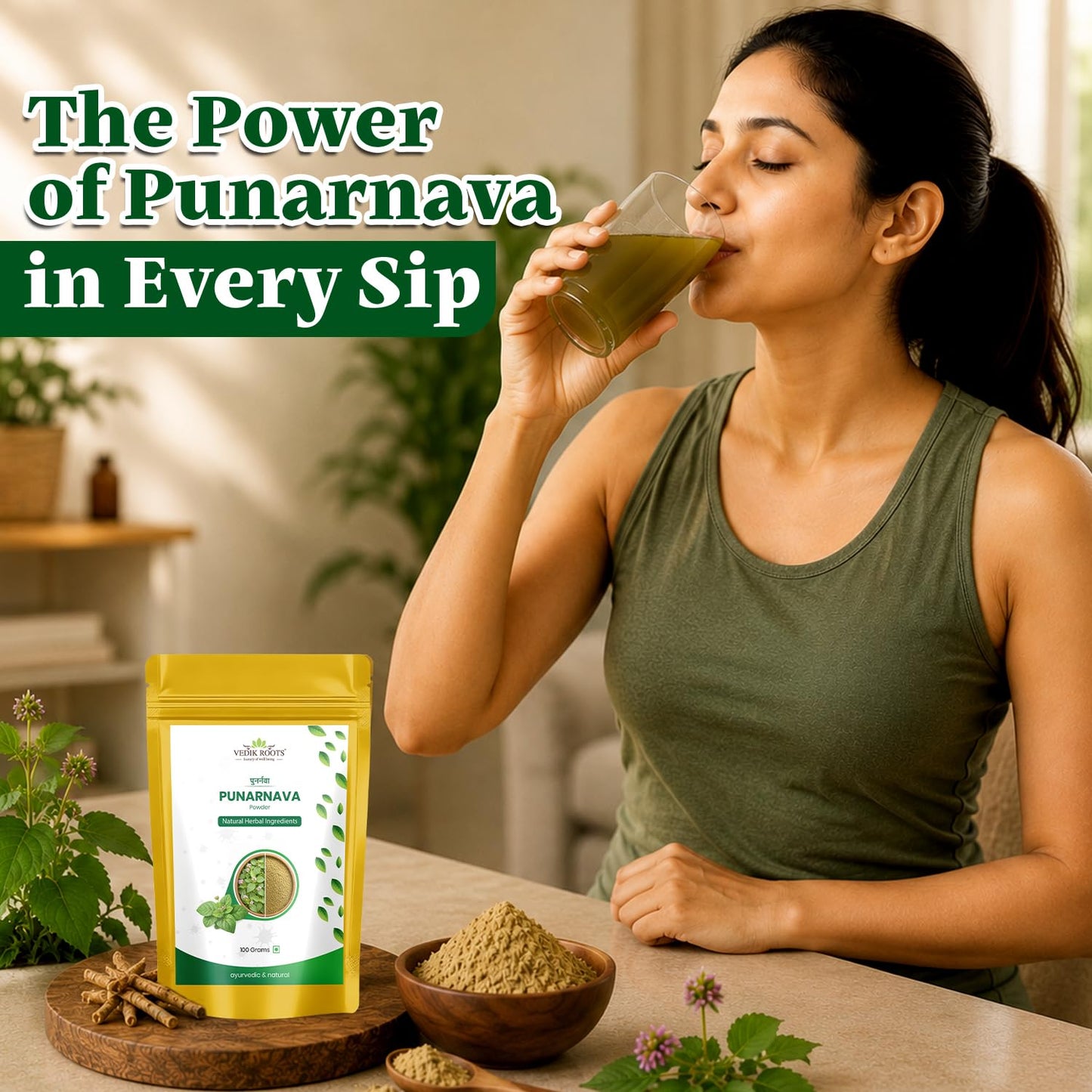 VEDIKROOTS Punarnava Powder 3.53 Ounce