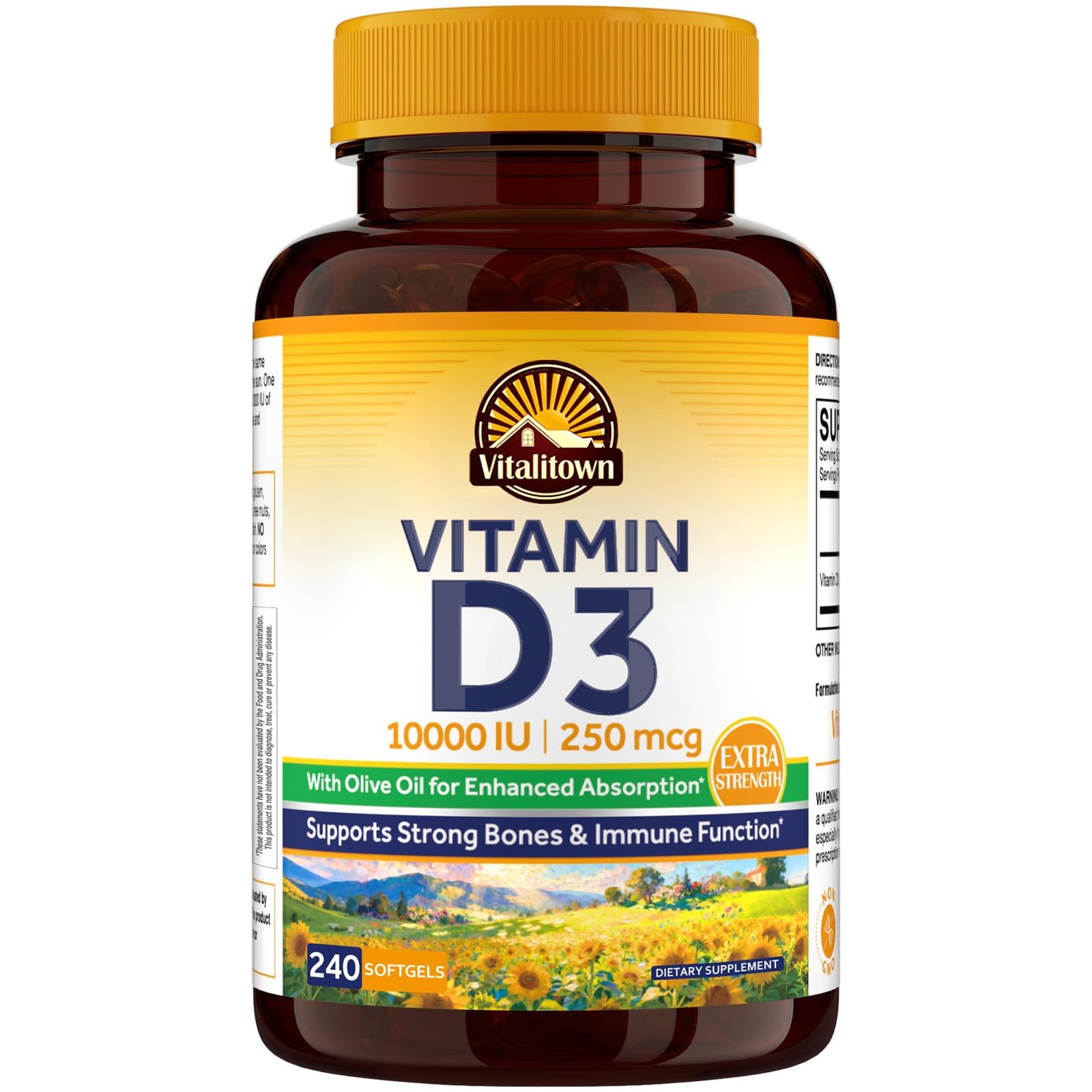 Vitalitown Vitamin D3 10,000 IU (250 mcg) Softgels 240