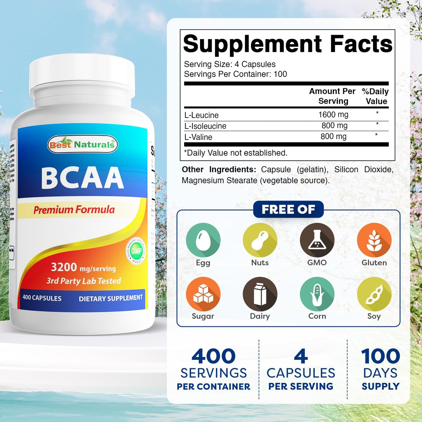Best Naturals BCAA Caplets 400 Count