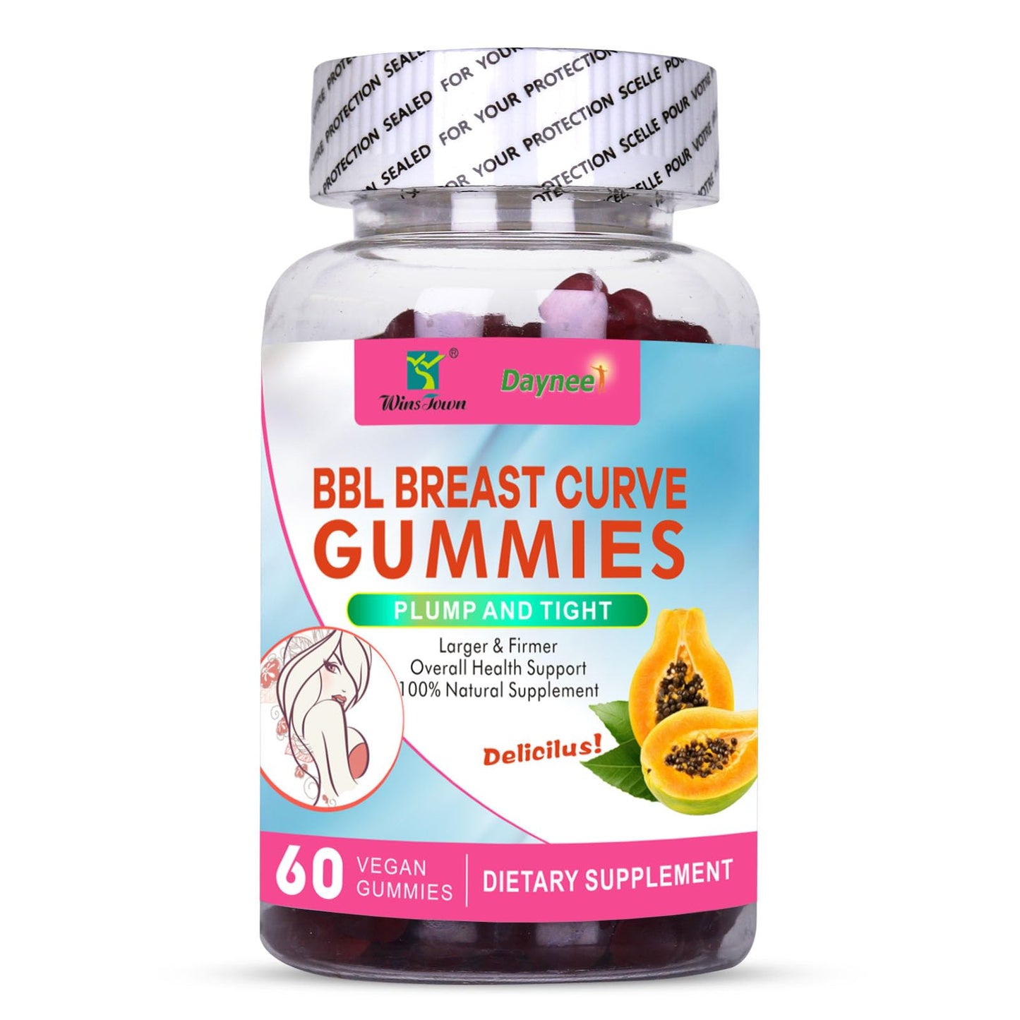 Wins Town BBL Chest Curve Gummies Gummy 60