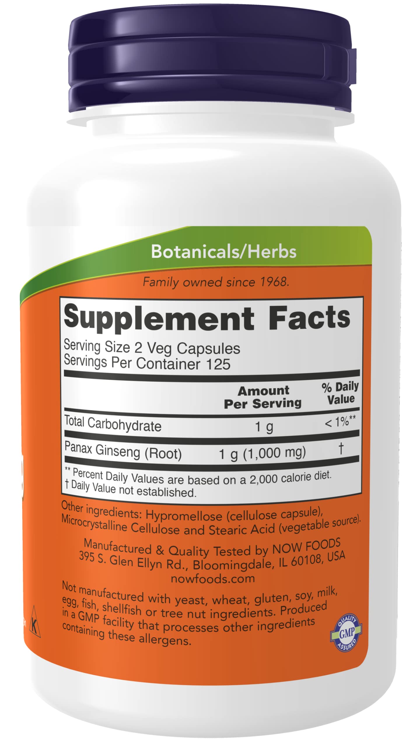 NOW Foods Panax Ginseng 500 mg Capsule 2-Pack
