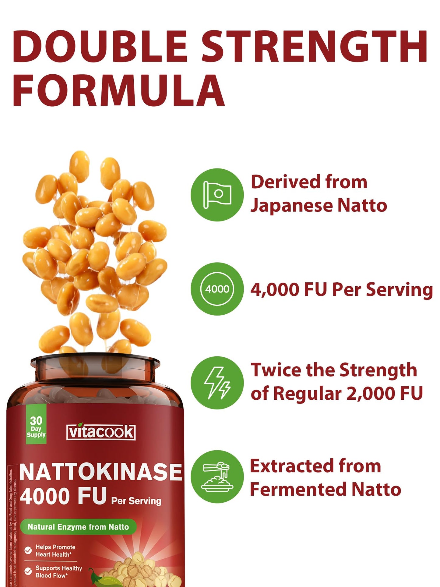 Vitacook Nattokinase 4000 FU Per Serving Capsules, 60 Count