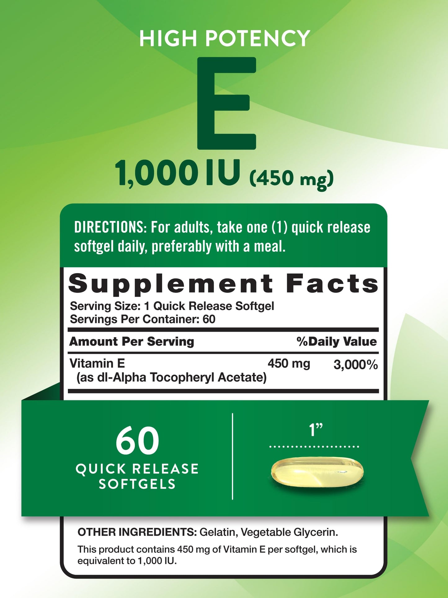Nature's Truth Vitamin E Softgels 60 Count