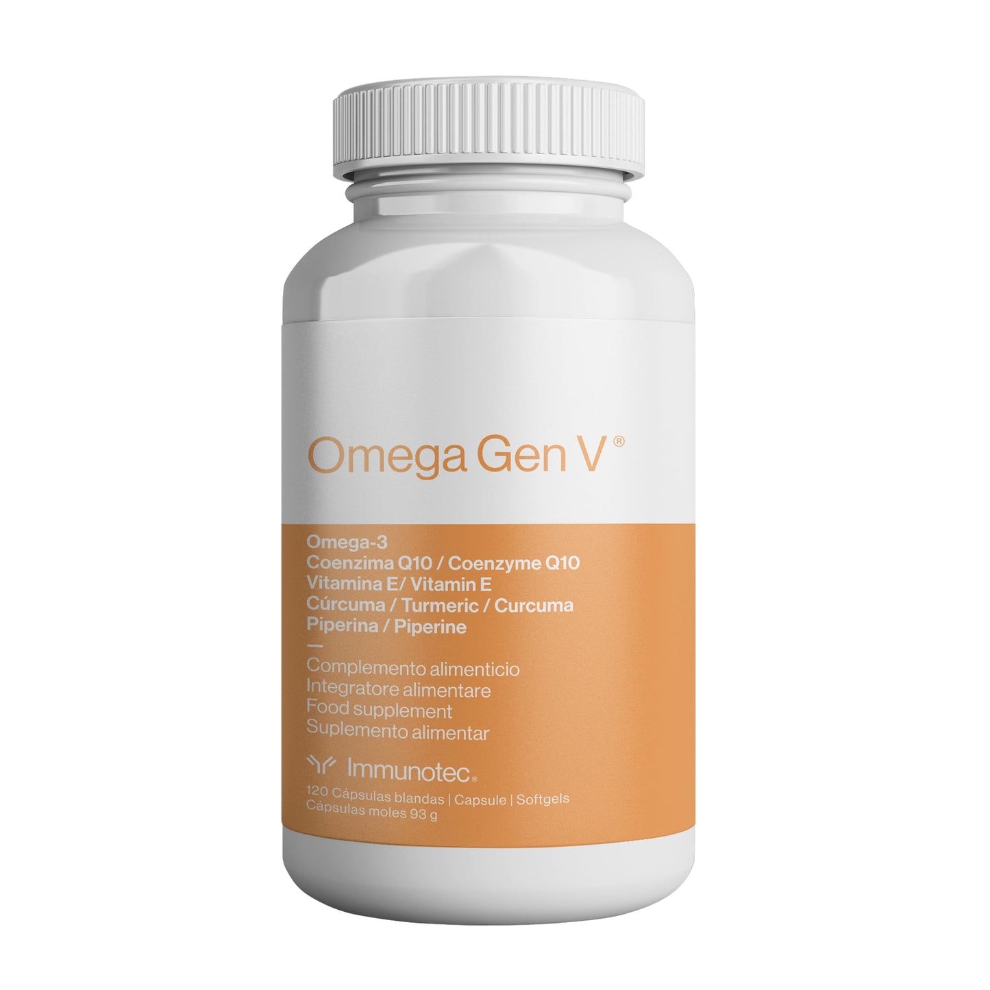 Immunotec Omega Gen V 5-in-1 Formula Omega-3 Fish Oil (1,800mg) with EPA & DHA + CoQ10, Turmeric, Piperine & Vitamin E Softgels, 120 Count