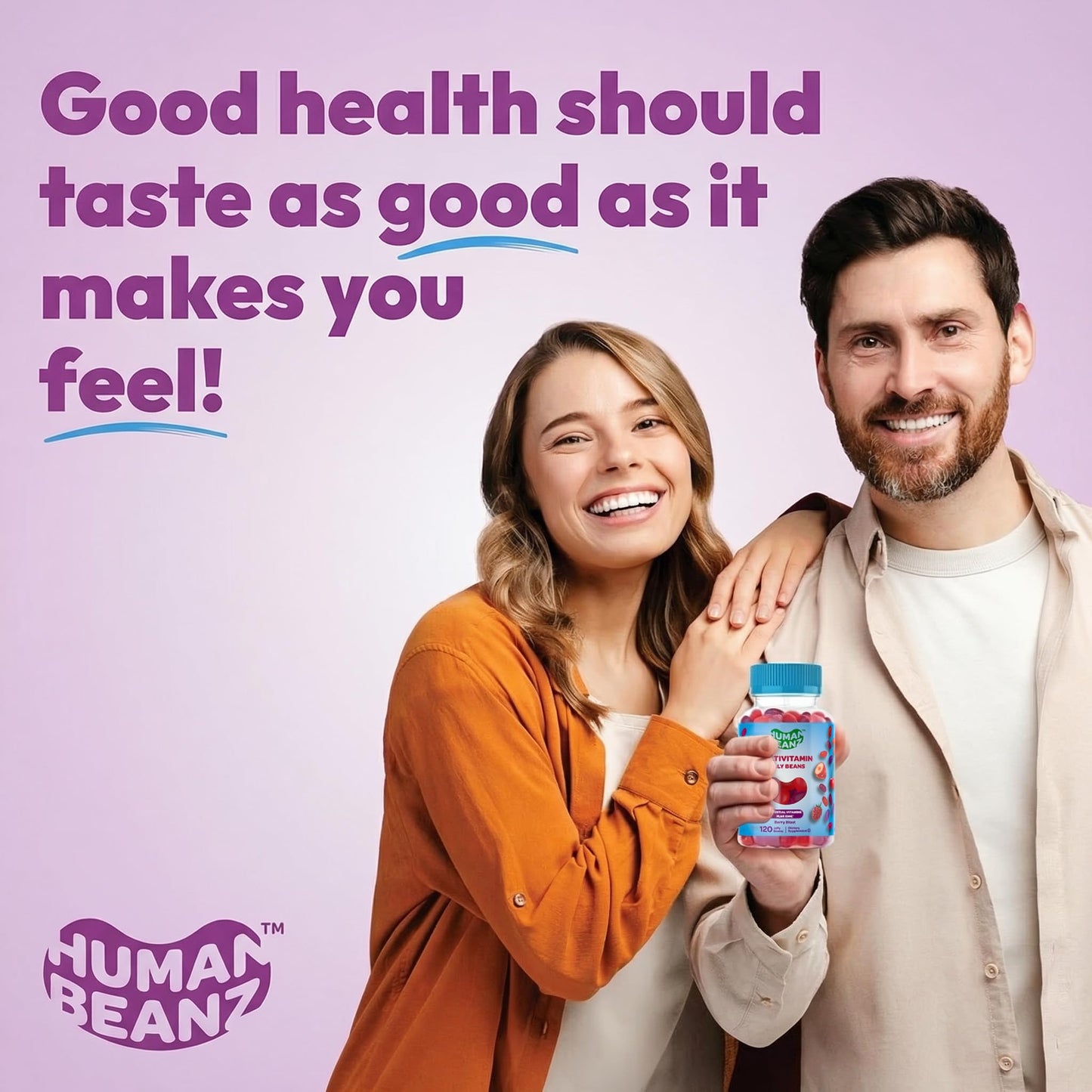 Human Beanz Multivitamin Jelly Bean Gummies with Zinc for Men and Women, Berry Blast Flavor, 120 Gummies