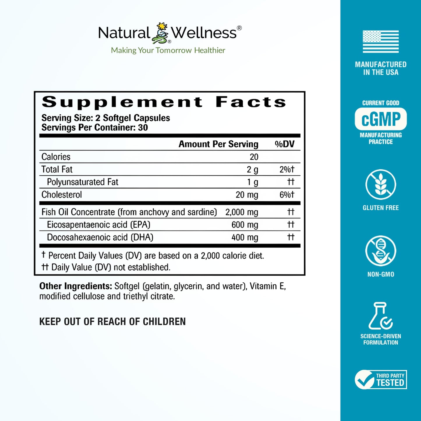 Natural Wellness Super Omega-3 Fish Oil Softgels 60 Count