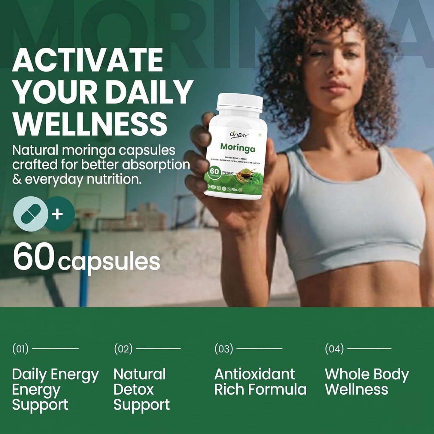 ORIBITE Moringa Extract 1000mg Capsule, 60 Count
