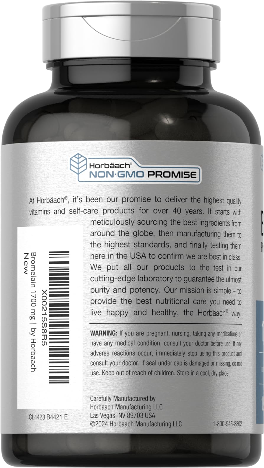 Horbäach Bromelain 1700 mg Capsule, 120 Count
