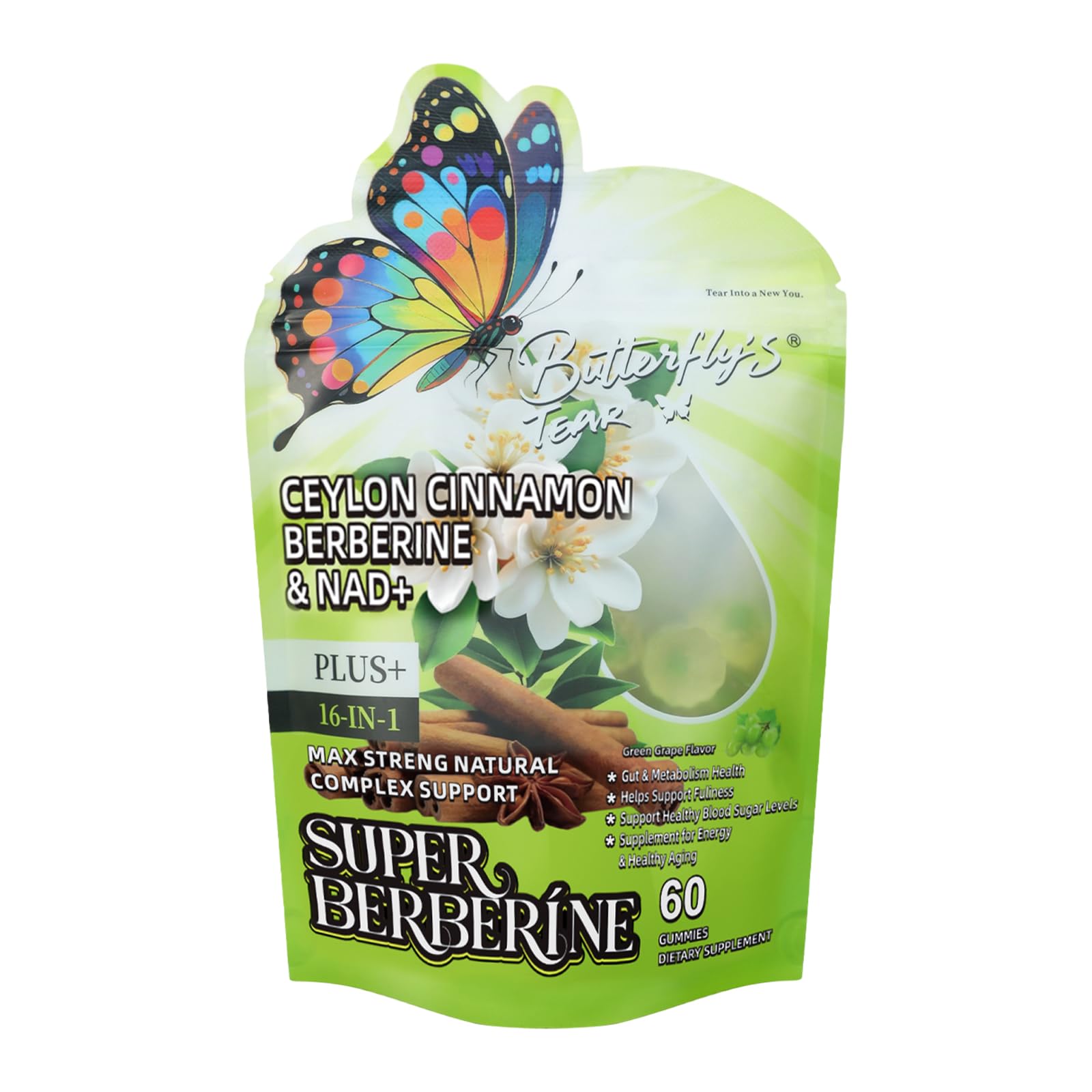 BUTTERFLY'S TEAR Berberine Gummies Supplement Gummy 60 Count