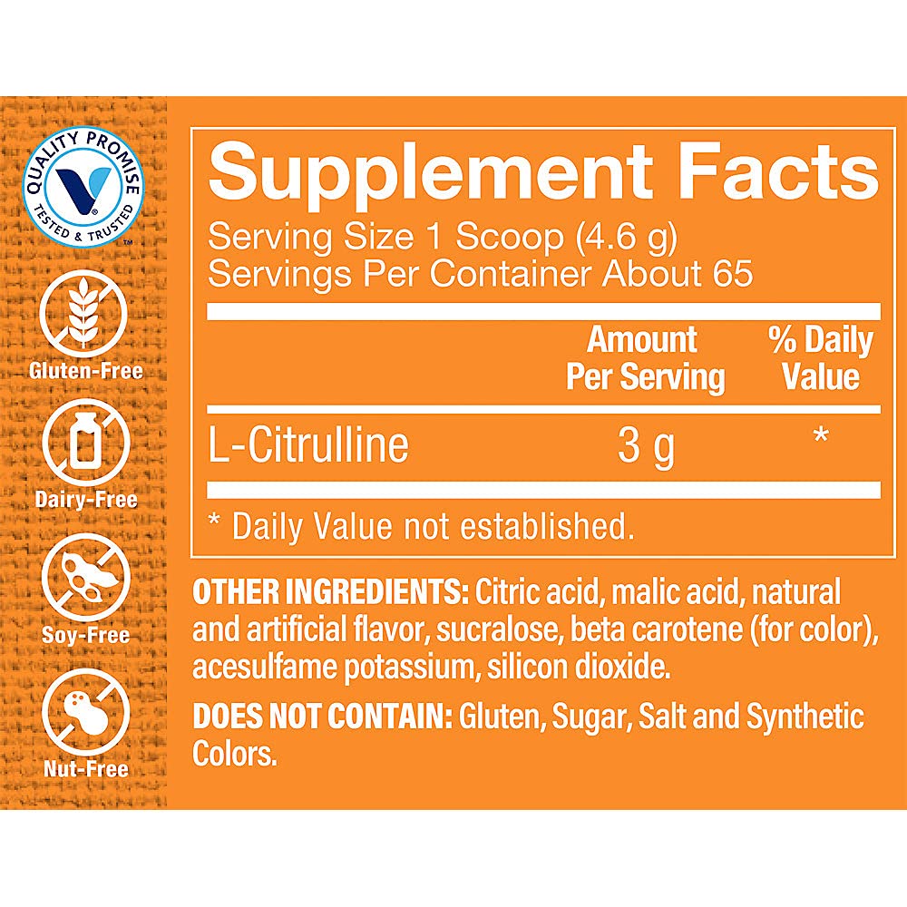 The Vitamin Shoppe L-Citrulline Free-Form Amino Acid Nitric Oxide Powder 10.7 Ounce