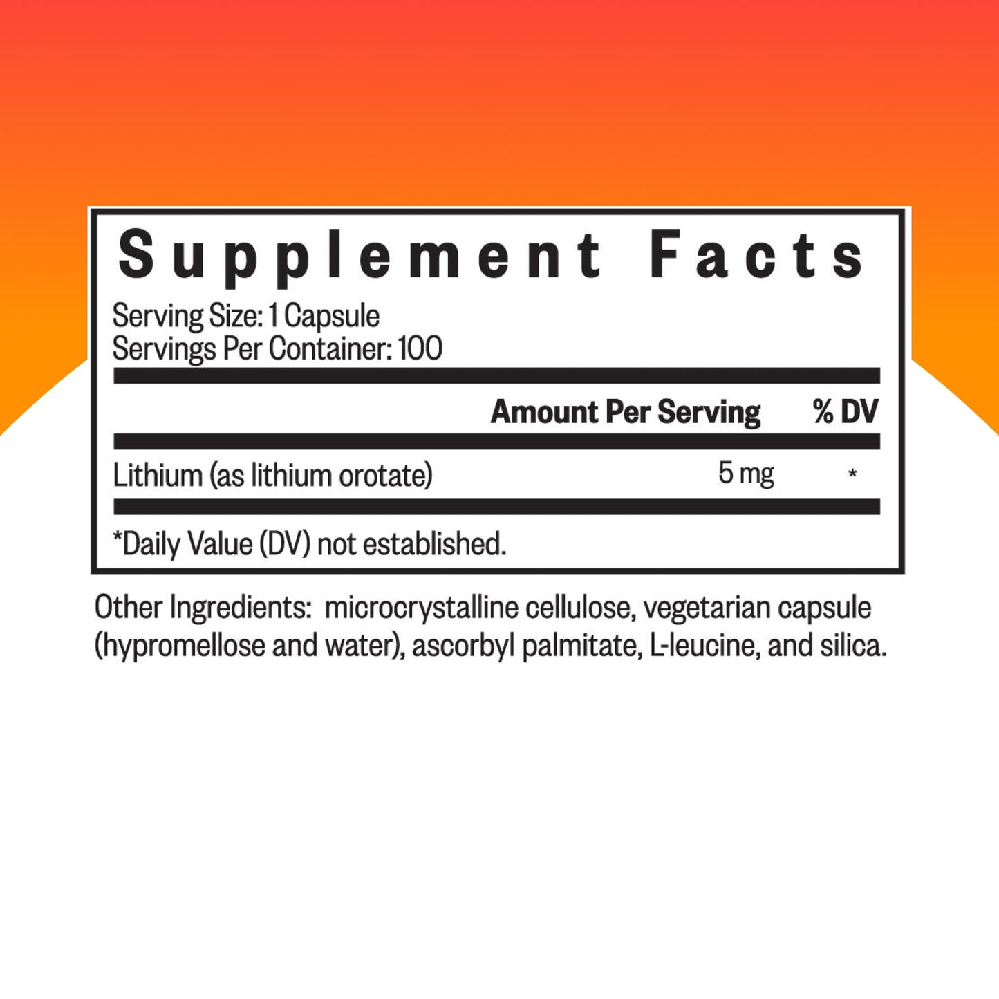 Seeking Health Lithium Orotate Mineral Supplement Capsules, 5 mg, 100 Capsules