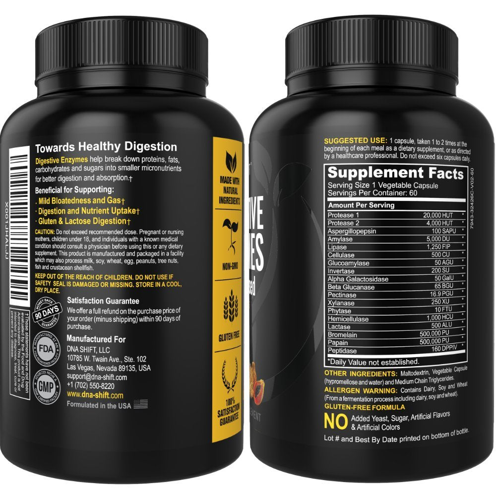 DNA SHIFT Digestive Enzymes Capsules 60 Count