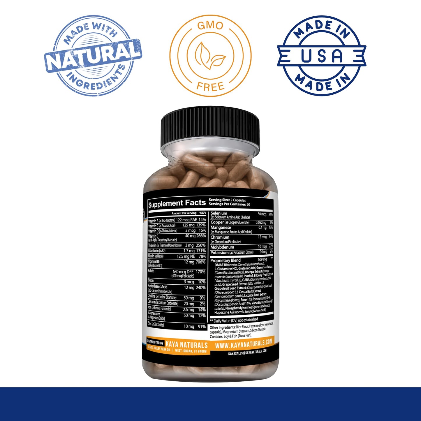 Kaya Naturals Nootropic Brain Booster Capsule 180 Count