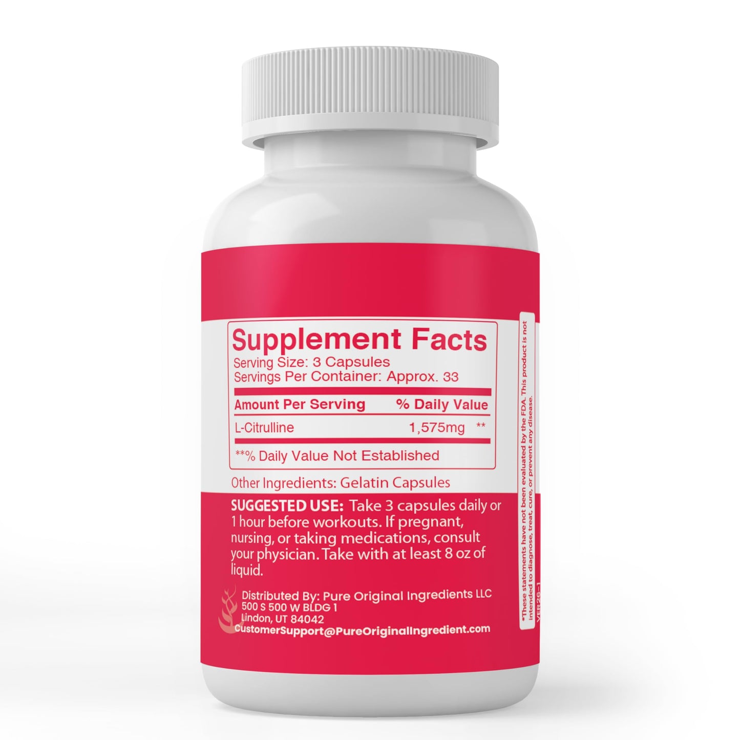 Pure Original Ingredients L-Citrulline 100 Capsules