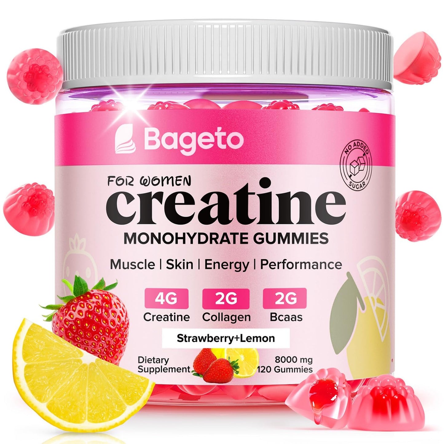 Bageto Creatine Monohydrate Gummies for Women 120 Count