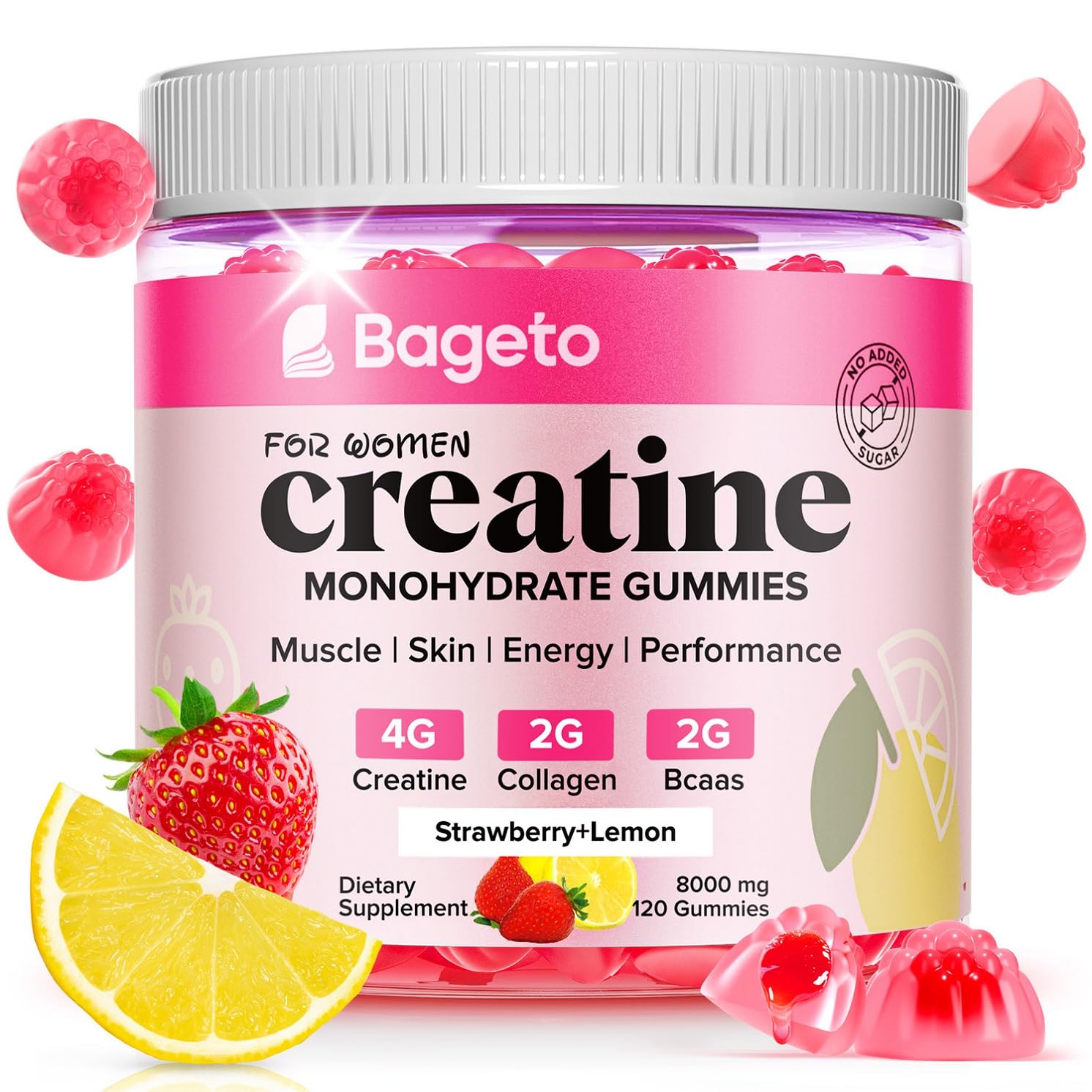 Bageto Creatine Monohydrate Gummies for Women 120 Count