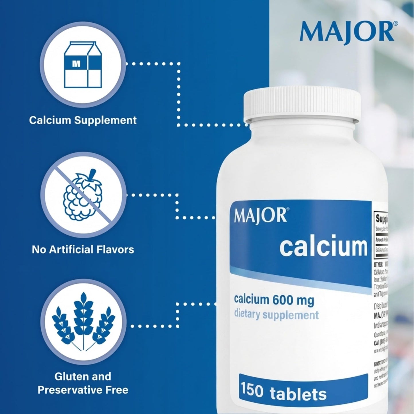 MAJOR Calcium 600mg Tablets, 150 Tablets