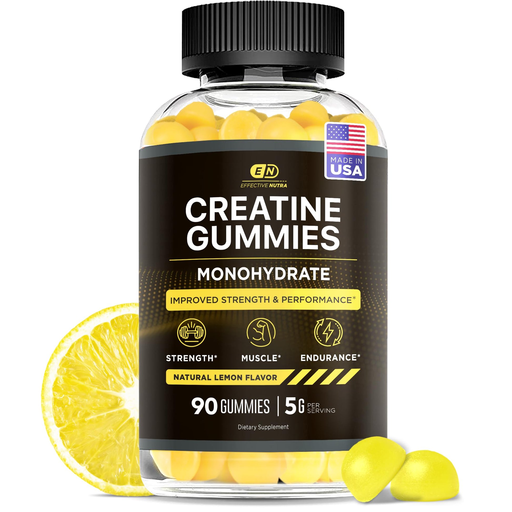 Effective Nutra Creatine Monohydrate Gummies, 1g Creatine per Gummy, 90 Count