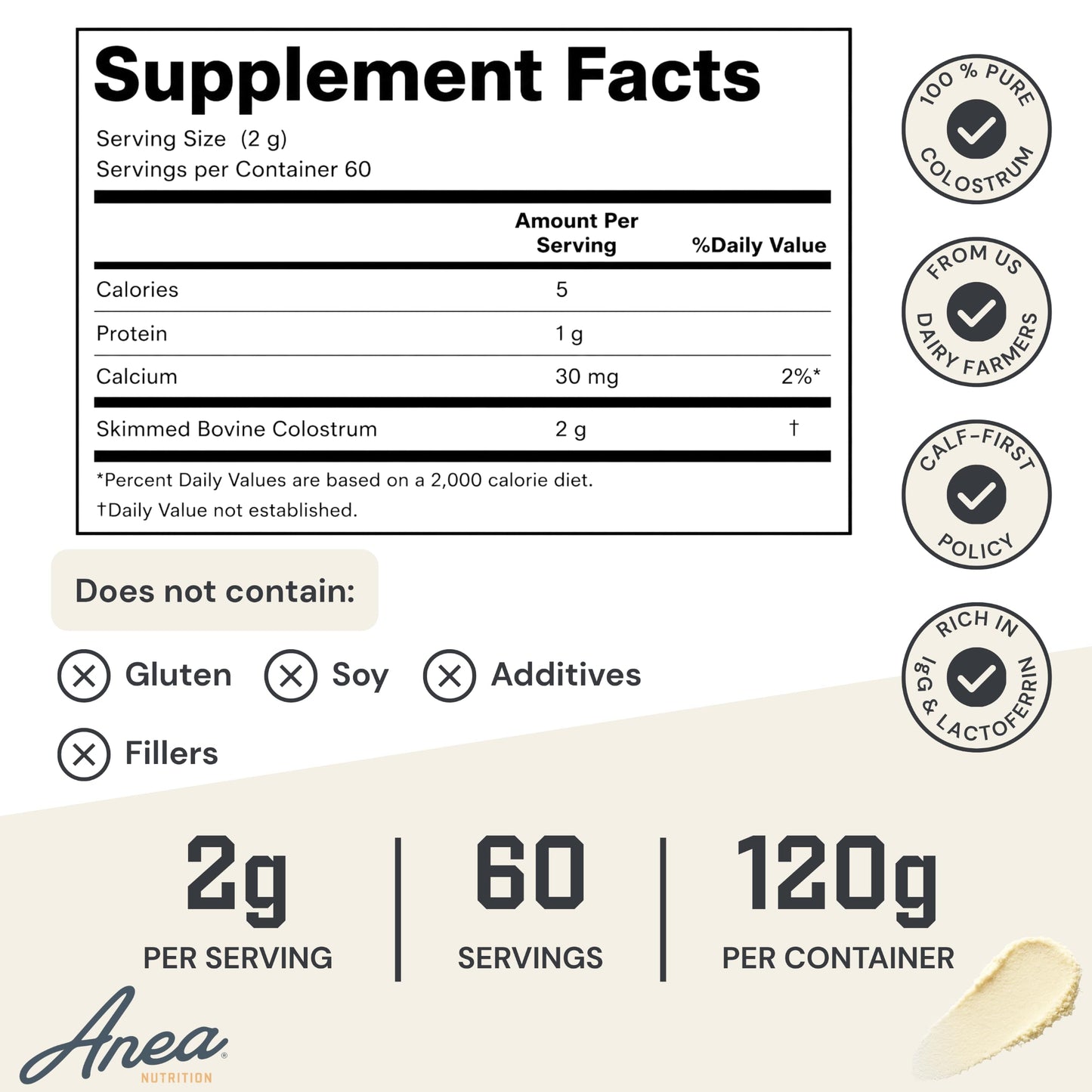 Anea Nutrition Colostrum Powder 60 Servings