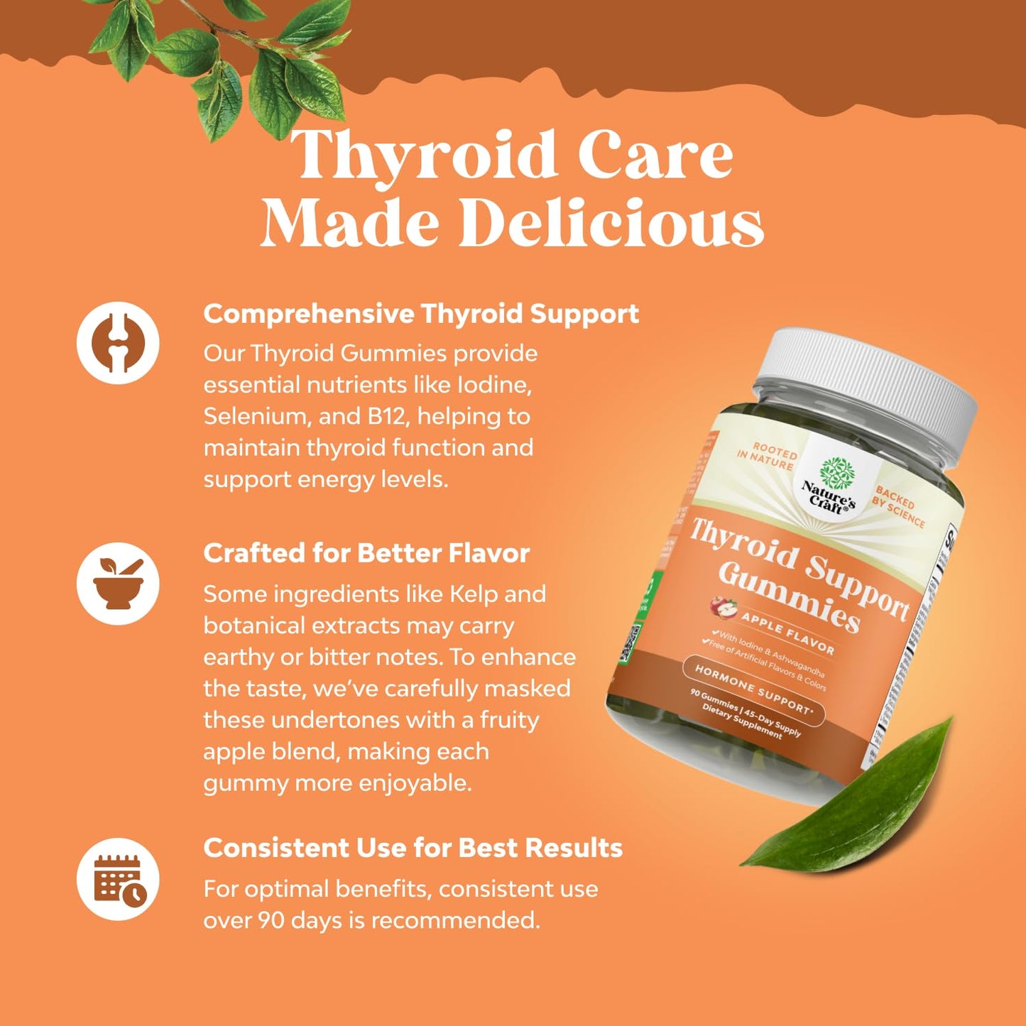 Natures Craft Thyroid Support Gummies, 90 Count