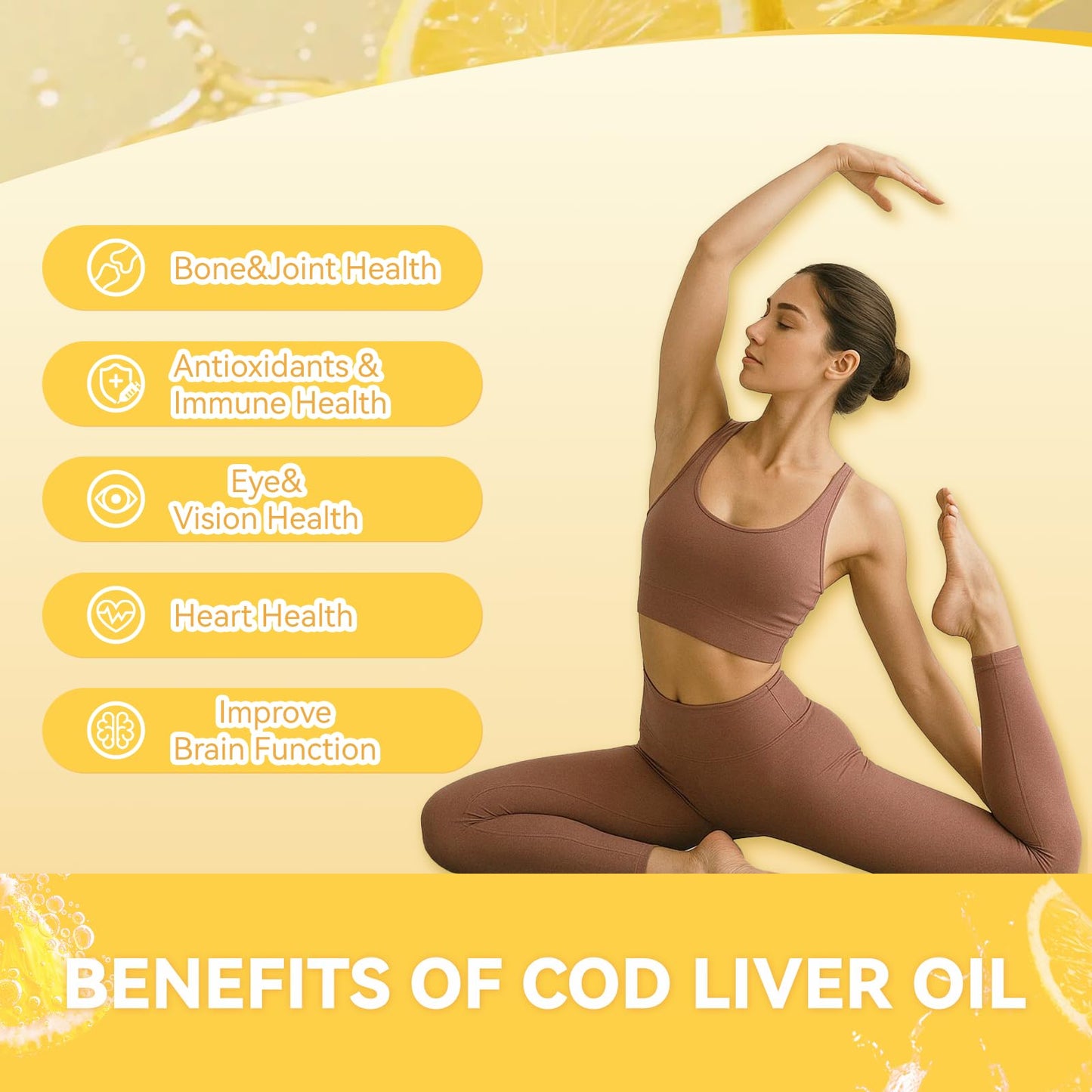 Babivek Cod Liver Oil Gummies 1000mg for Adults & Kids Fish Oil Supplement, 60 Count