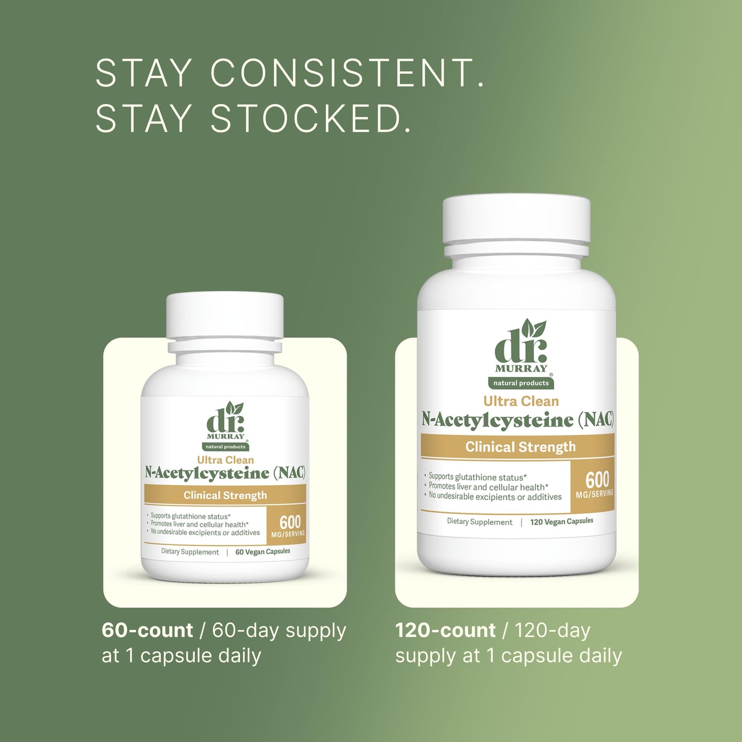 Dr. Murray Natural Products N-Acetylcysteine NAC Supplement 600 mg Capsule, 120 Capsules