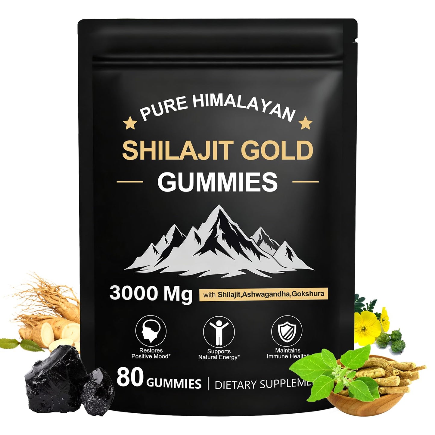 Blumskin Shilajit Gummies for Men & Women, Fulvic Trace Minerals Micronutrient Supplement for Energy & Wellness, No Added Sugar Non-GMO 100% Natural Organic, 80 Gummies