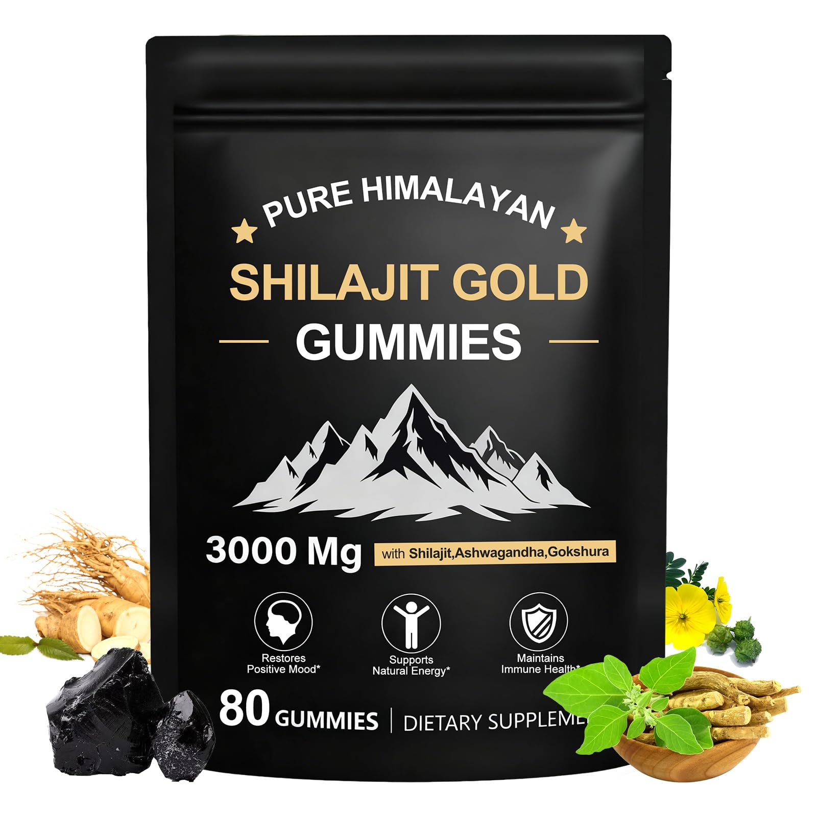 Blumskin Shilajit Gummies for Men & Women, Fulvic Trace Minerals Micronutrient Supplement for Energy & Wellness, No Added Sugar Non-GMO 100% Natural Organic, 80 Gummies