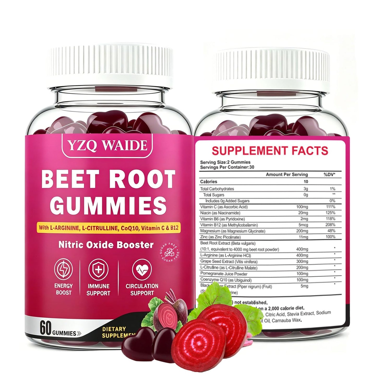 YZQ WAIDE Beet Root Gummies 60 Count