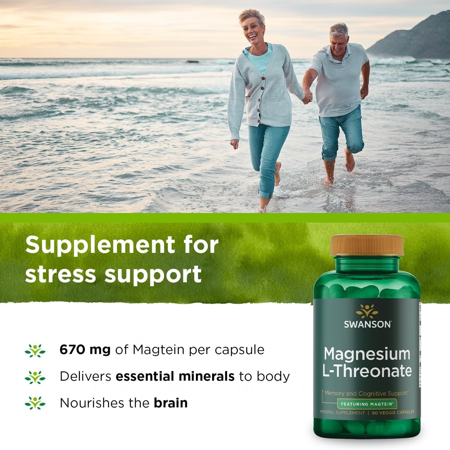 Swanson Magnesium L-Threonate Brain and Cognitive Health Supplement 90 Capsules