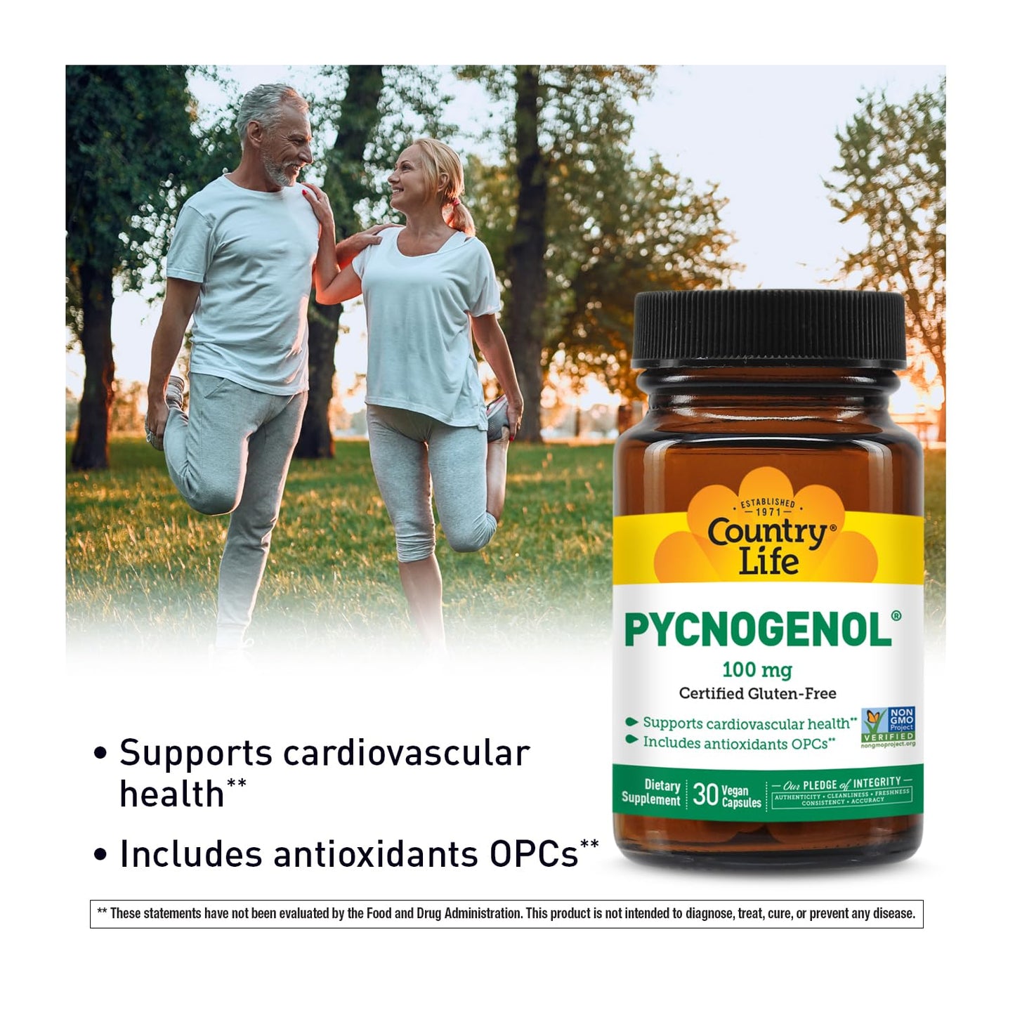 Country Life Pycnogenol 100mg French Maritime Pine Bark Extract, 30 Capsules