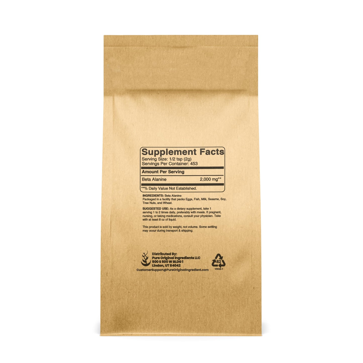 PURE ORIGINAL INGREDIENTS Beta Alanine Powder 32