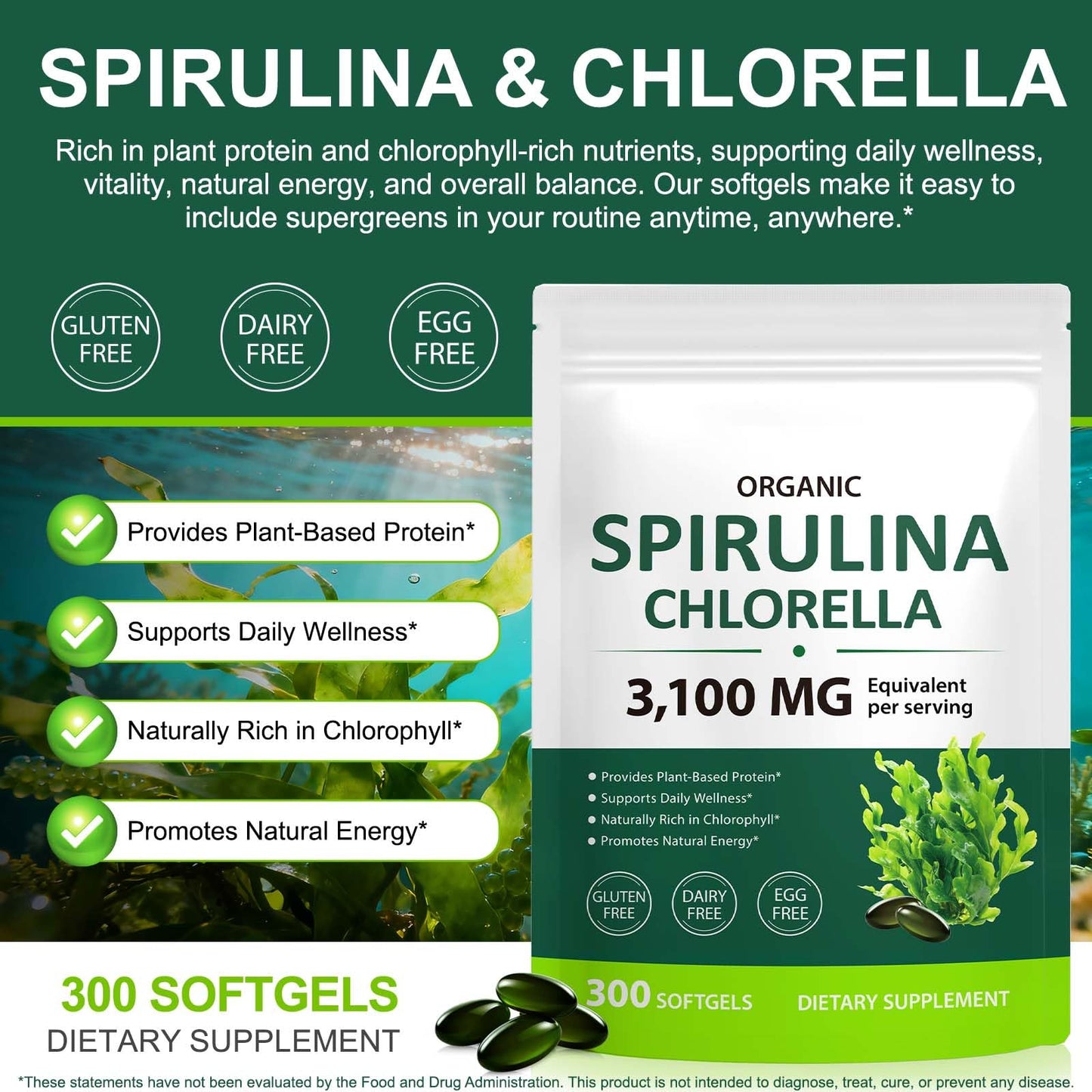 VOGSIG Spirulina Chlorella Softgels 300