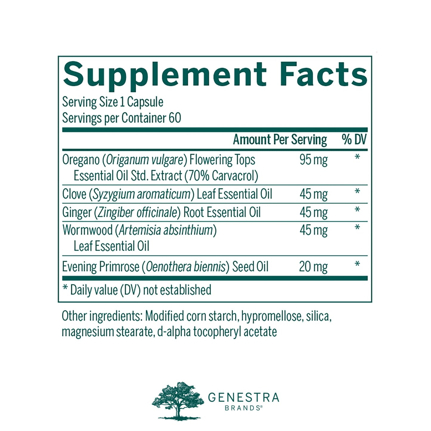Genestra Brands IntestiBal with Essential Oils from Ginger and Wormwood 60 Capsules