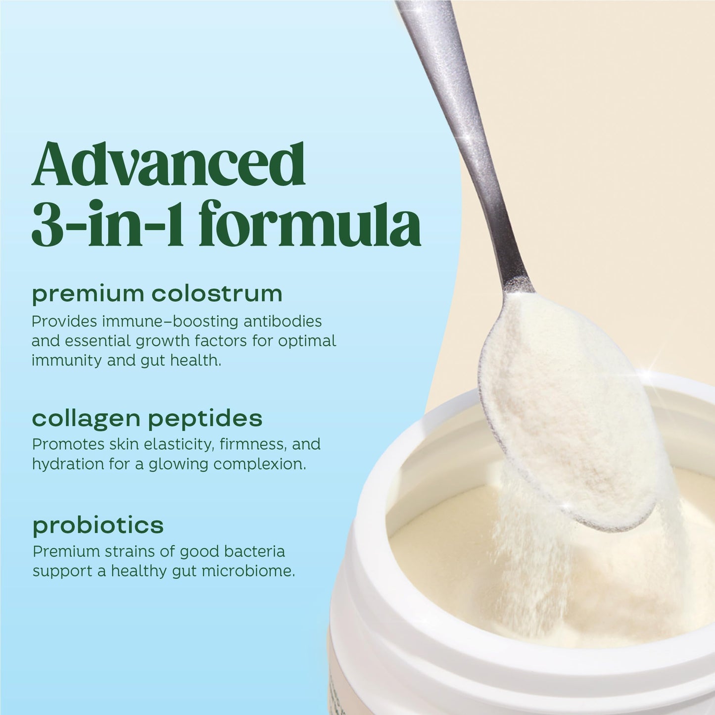 Bloom Nutrition Bovine Colostrum Powder with Vitamin B-12 for Gut Health, Immune Support, Hair Growth & Beauty Supplement, 25 Servings
