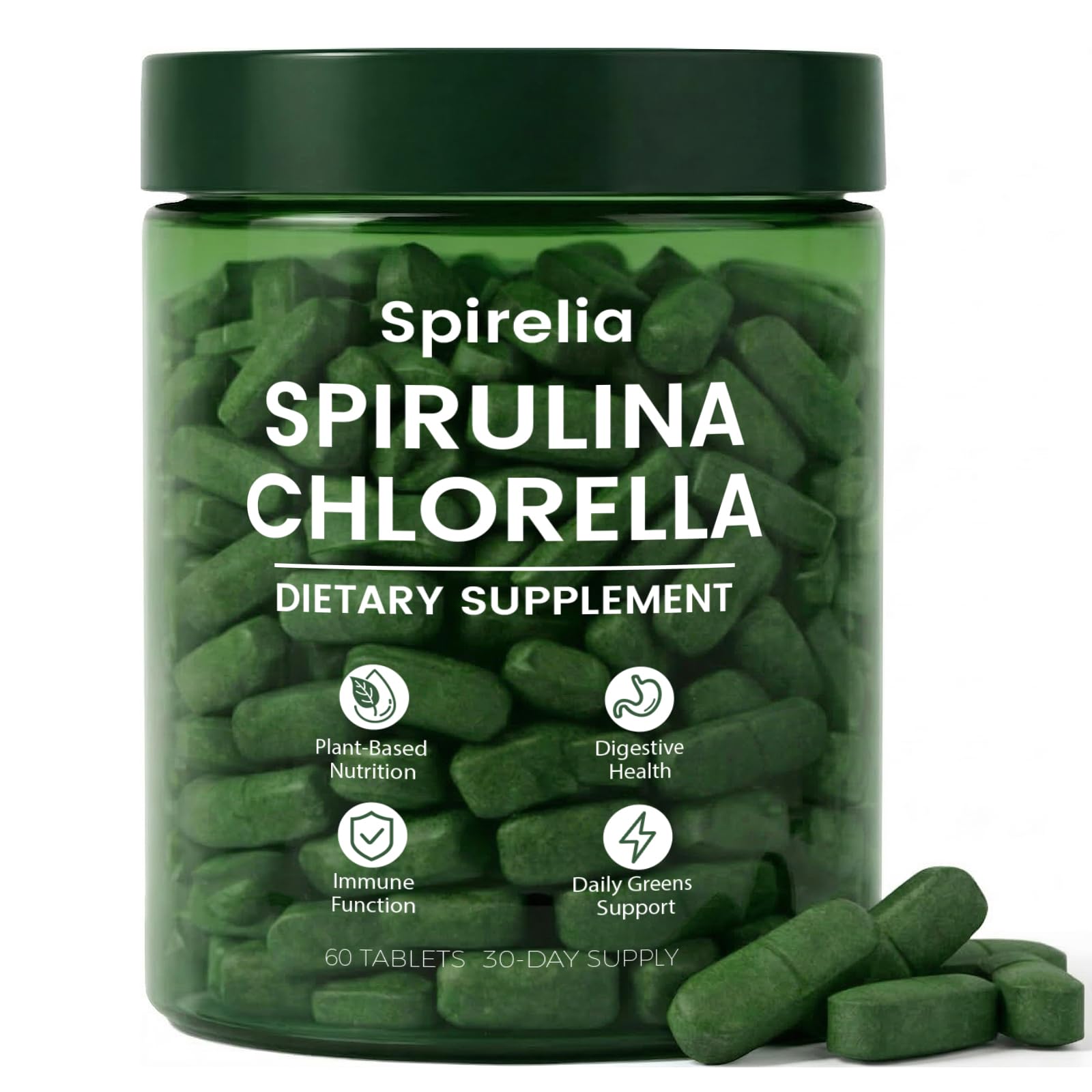 Bruiseweed Spirelia Spirulina & Chlorella Tablets, 60 Tablets