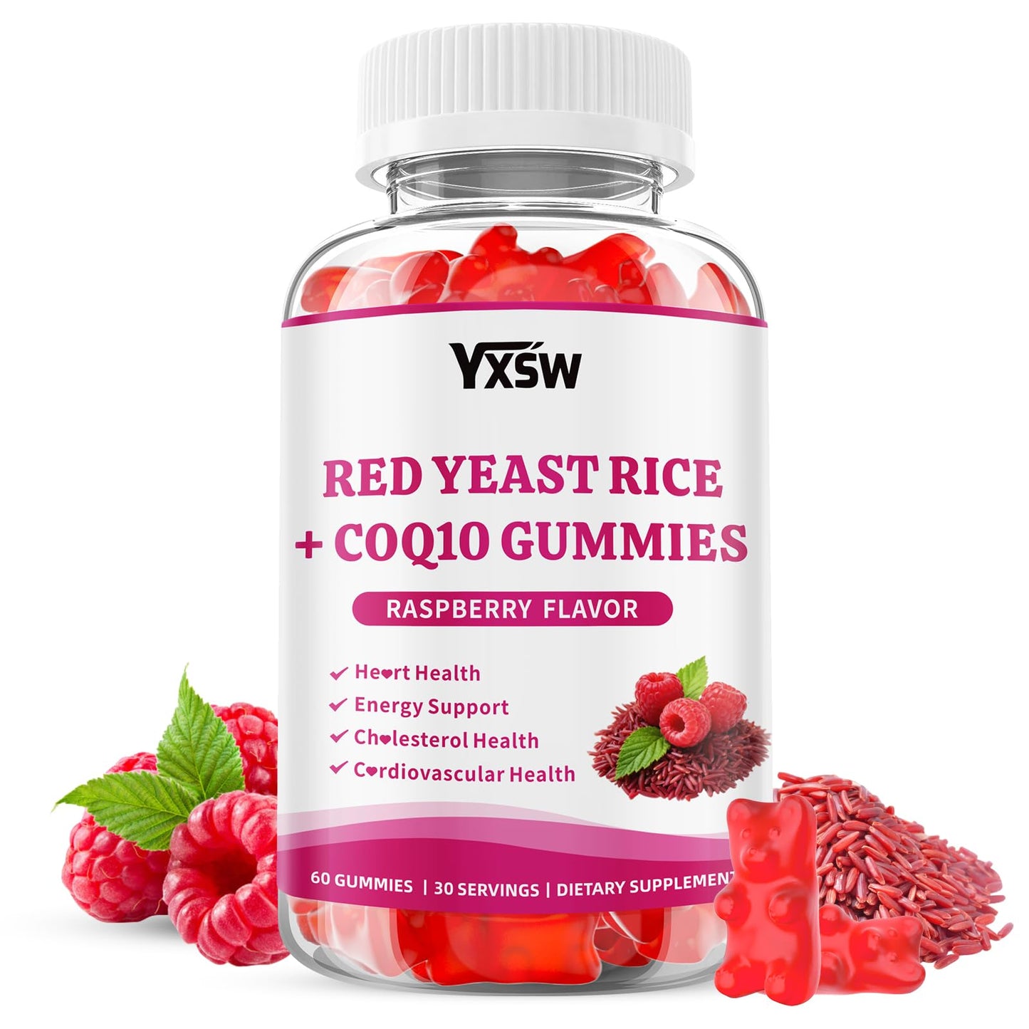 YXSW Red Yeast Rice with CoQ10 Gummies, 60 Count