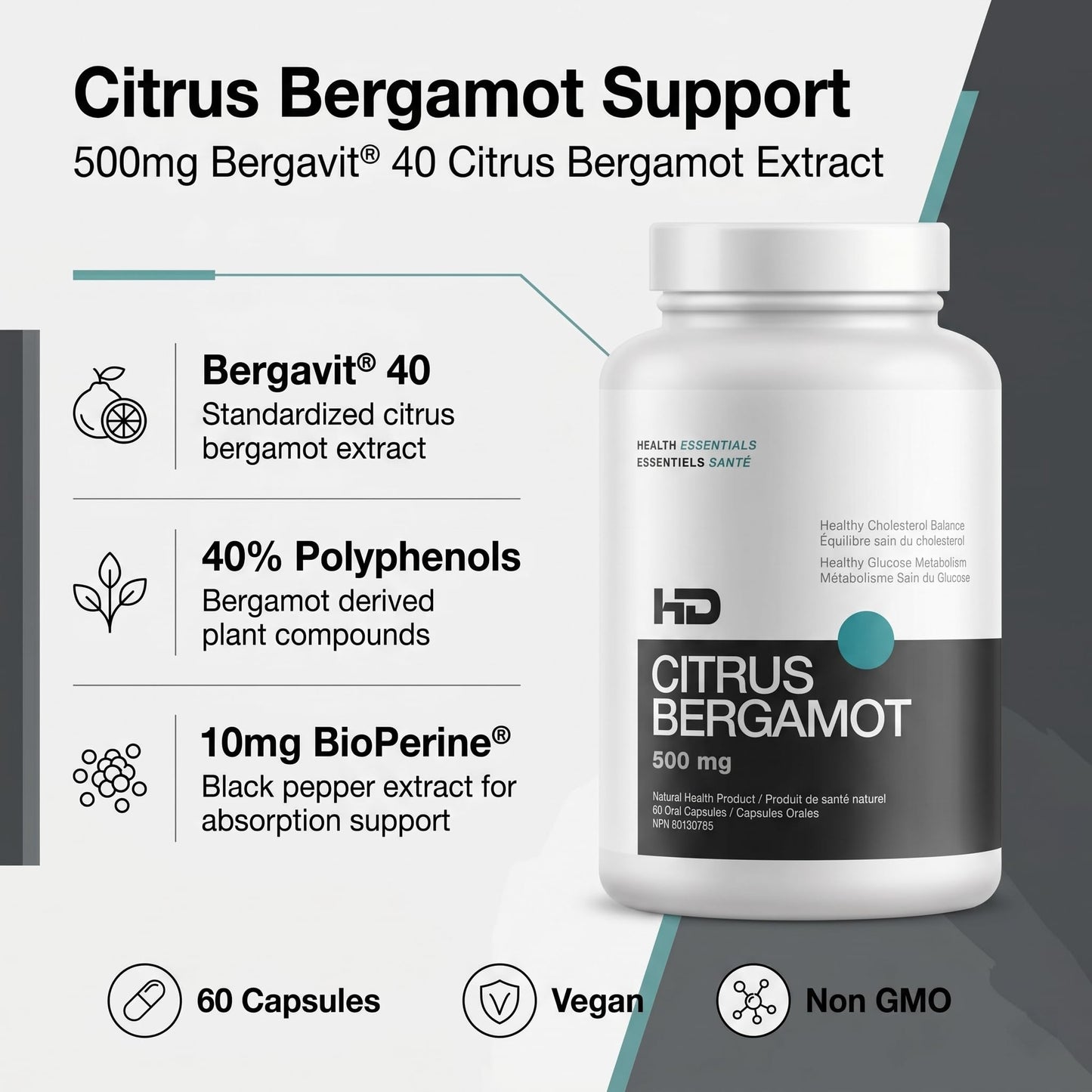 HD MUSCLE Citrus Bergamot Capsules 60 Count