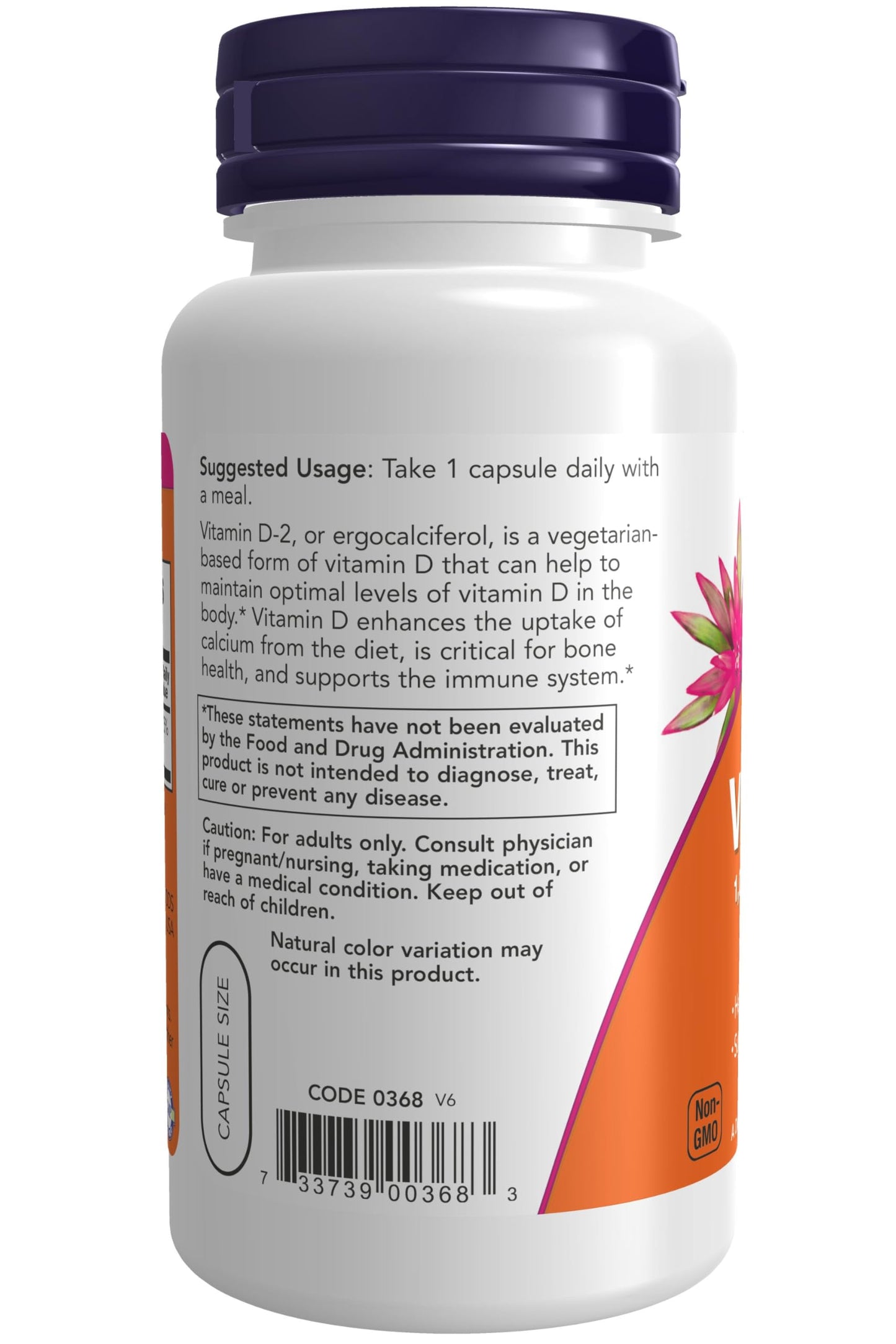NOW Foods Vitamin D3 1000 IU Capsule 1 Count