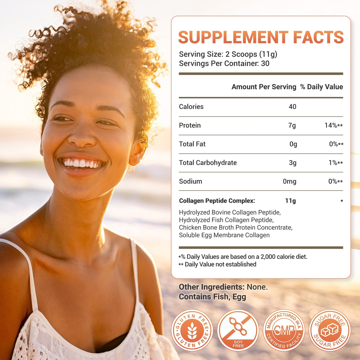 Nature Echo Collagen Peptides Powder Hydrolyzed Types I II III V X Unflavored 11.64 Ounce, 30 Servings