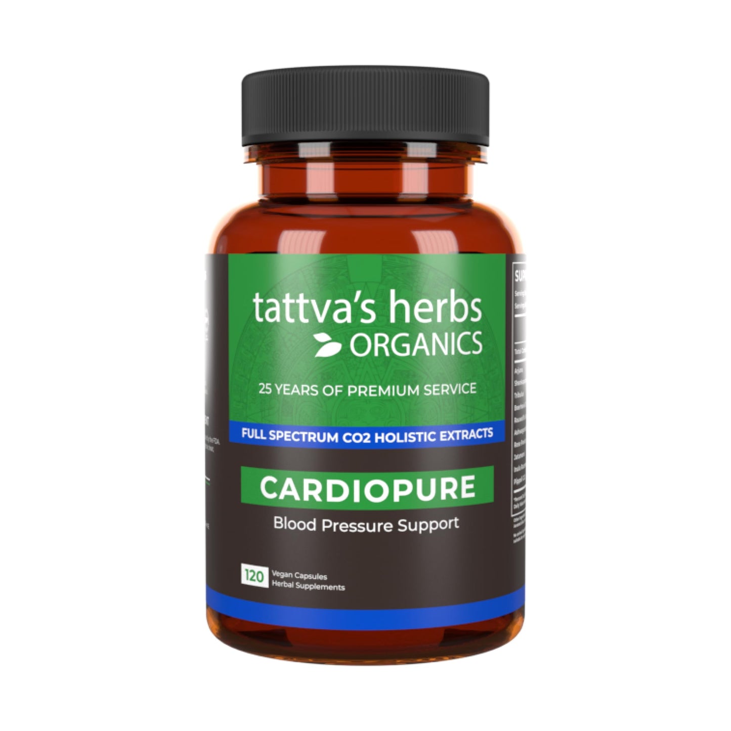 Tattva's Herbs Cardiopure Herbal Ayurvedic Supplement with Ashwagandha, Rauwolfia, & Arjuna Full Spectrum CO2 Extracts Capsules, 120 Count