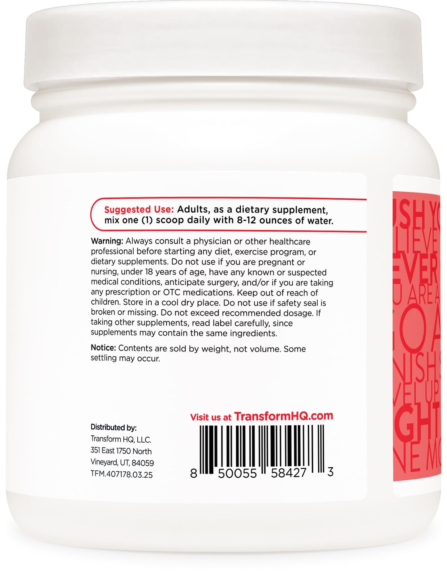 TransformHQ L-Glutamine Powder 17.637 oz