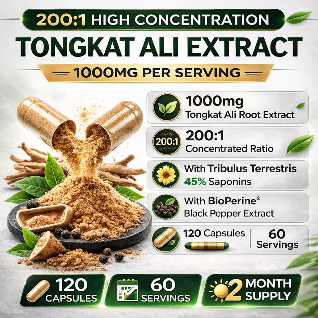 vitaxmin Tongkat Ali 1000mg 200:1 Extract Capsules 120 Count