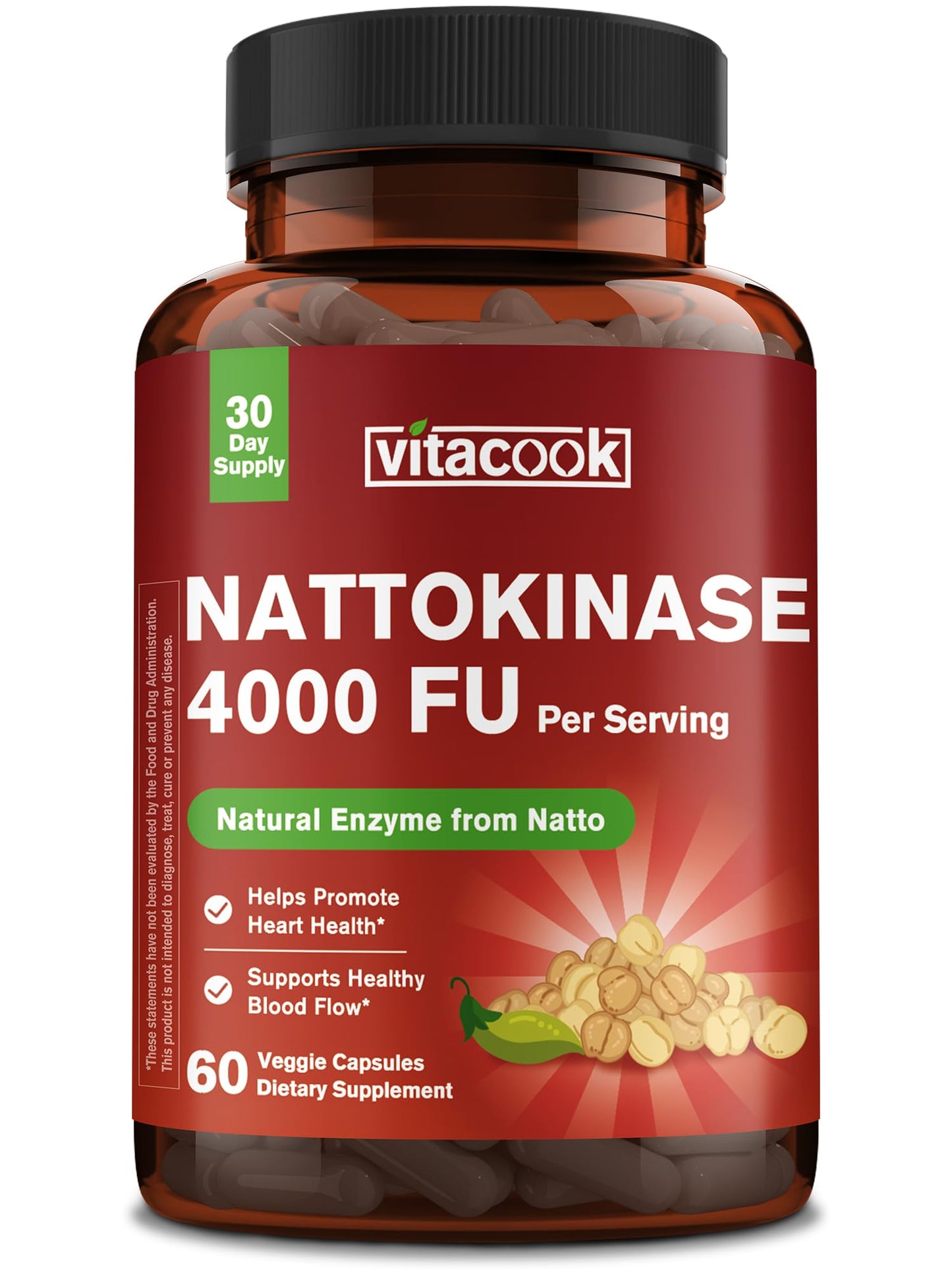 Vitacook Nattokinase 4000 FU Per Serving Capsules, 60 Count