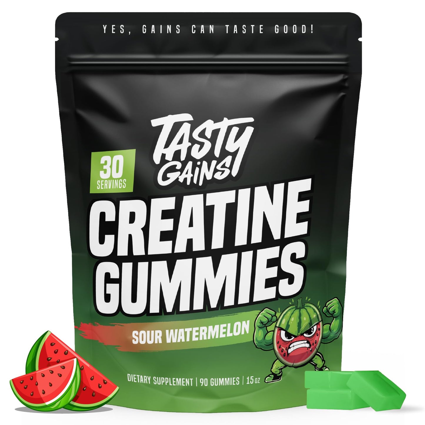 TASTY GAINS Creatine Gummies 90 Count