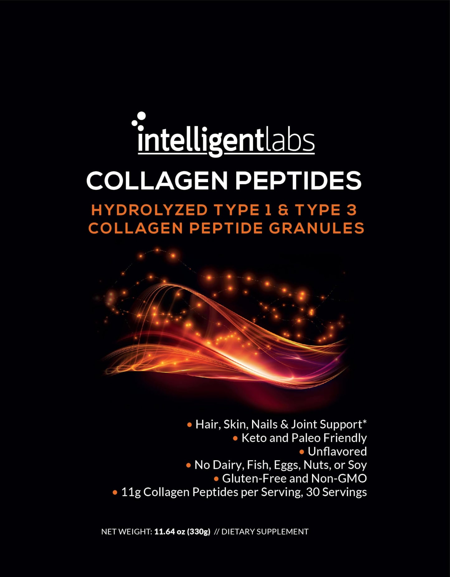Intelligent Labs Hydrolyzed Type I and III Collagen Peptide Granules Powder 11.64 oz
