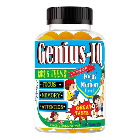 Celebrity LifeStyle Product Genius IQ Kids Brain Supplements for Memory and Focus Omega 3-6-9, EPA DHA Gummy Vitamins, 60 Gummies