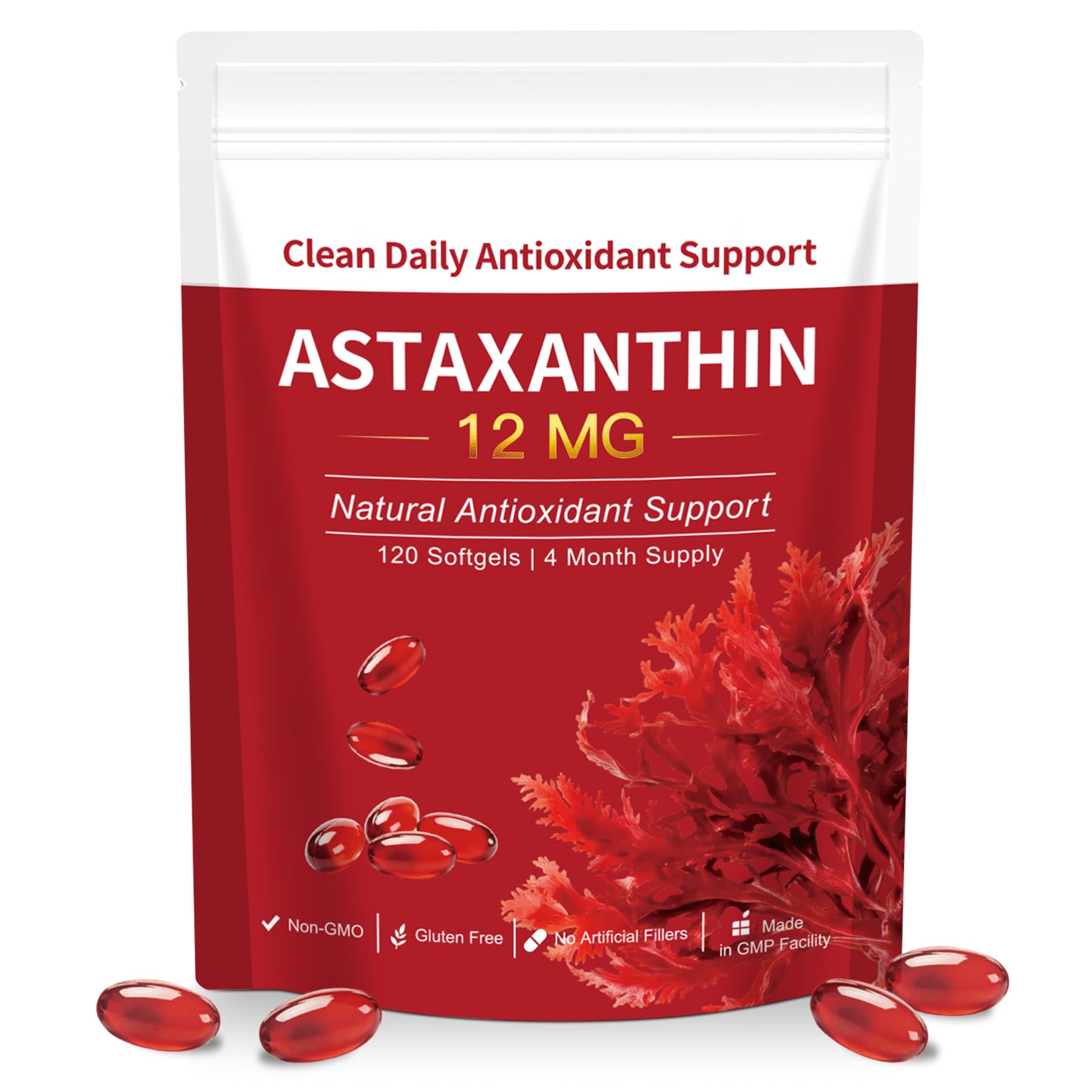 TMPETDENTAL Astaxanthin 12mg Softgels, 120 Softgels