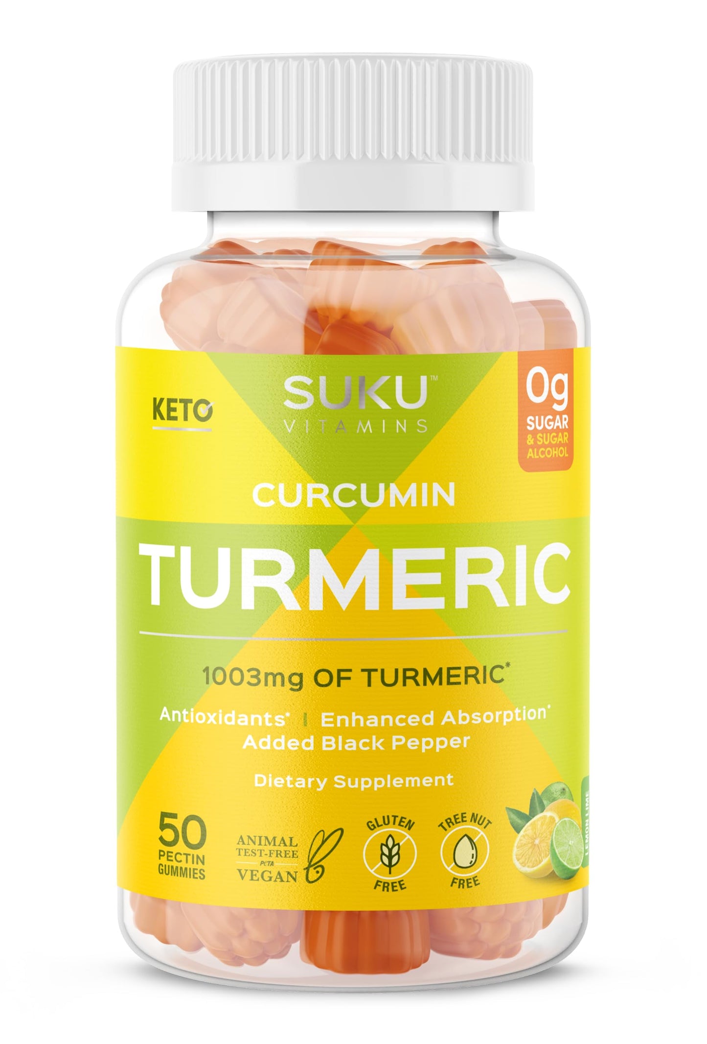SUKU Turmeric Curcumin Sugar Free Gummies 50 Count